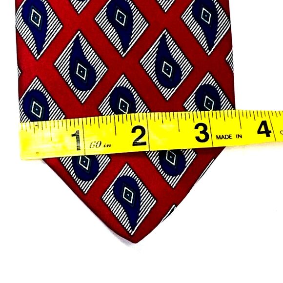 Robert Talbott Tie Vintage Paisley Teardrop Diamond Red Blue Hand Sewn USA - Picture 6 of 9